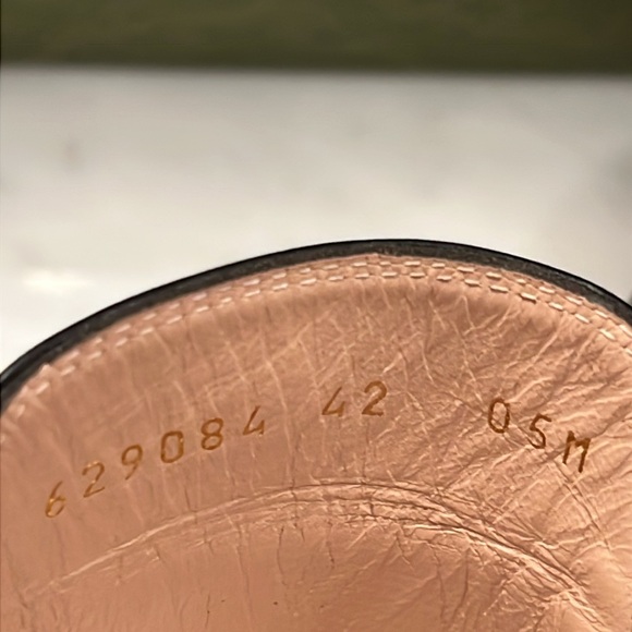 Gucci Princetown Apron Toe Mules with Gold hardware and Green and Red Accents - Picture 9 of 13